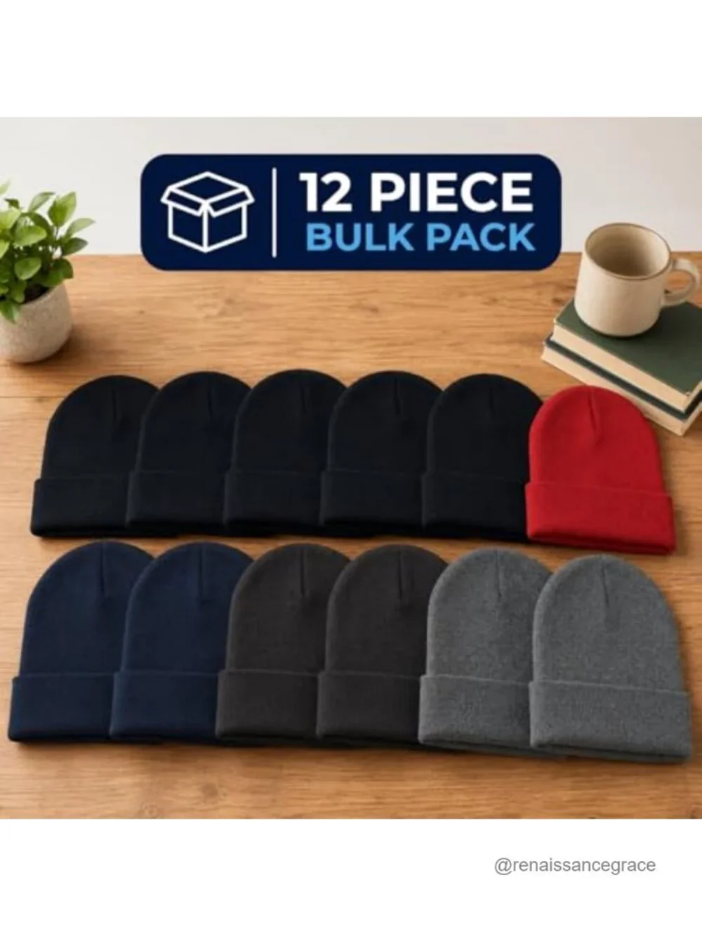 12 Pack Kids Winter Beanies Acrylic Skull Caps Cold Weather Hats